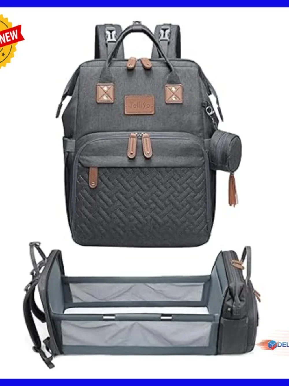 Large Capacity Diaper Backpack with Changing Station, 16 Pockets, Waterproof